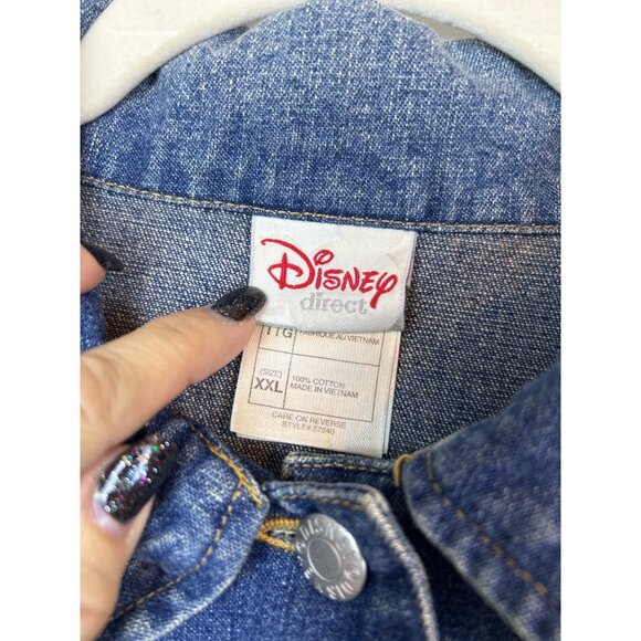 Vintage Disney Direct Denim Jacket Womens XL Mickey Mouse Rhinestone Distressed - Picture 7 of 11